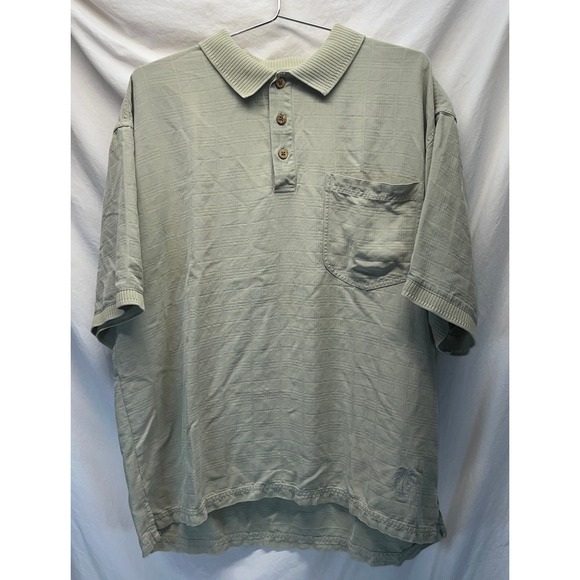 Tommy Bahama Sage Silk‎ Polo Shirt Short Sleeve Button Up Casual Mens Size XL - Picture 1 of 5